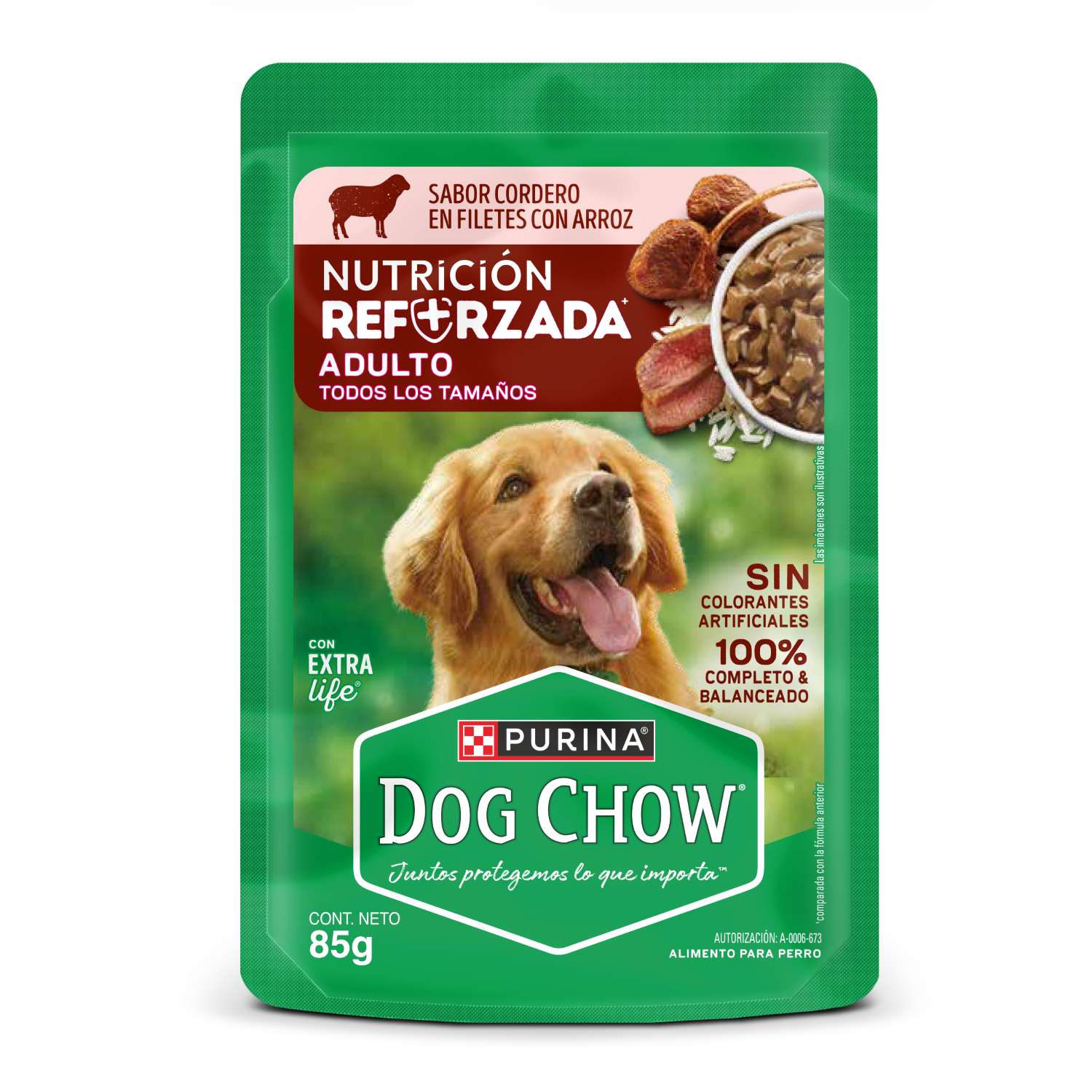 Dog Chow Adultos Todos Los Tamaños Con Cordero 85g