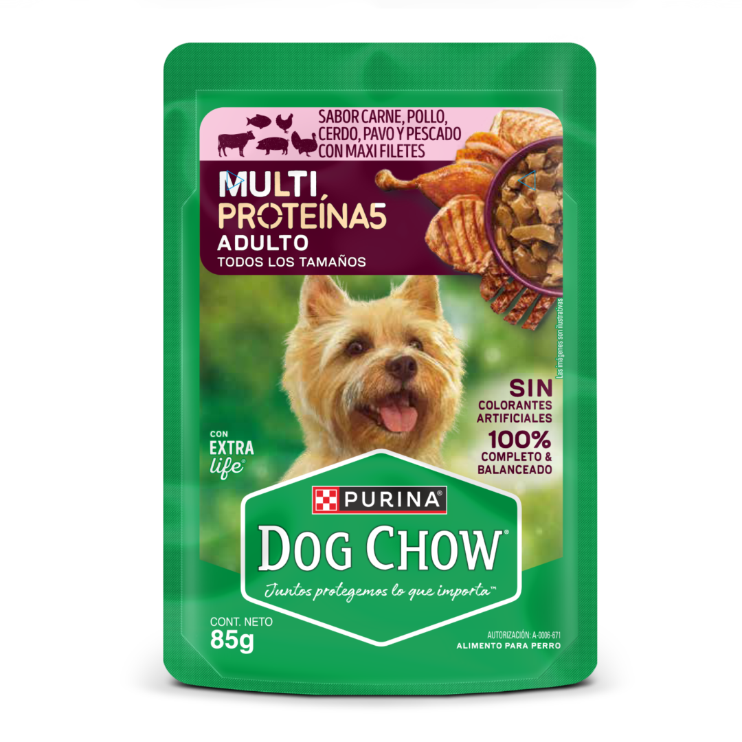 Dog Chow Adultos Alimento Húmedo Multi-Proteinas Todos Los Tamaños 85g
