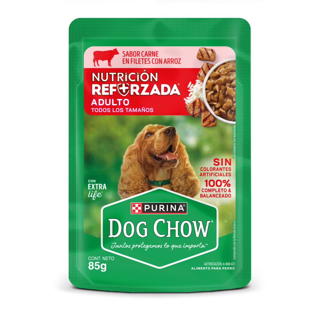 Dog Chow Adultos Todos Los Tamaños Con Carne 85g