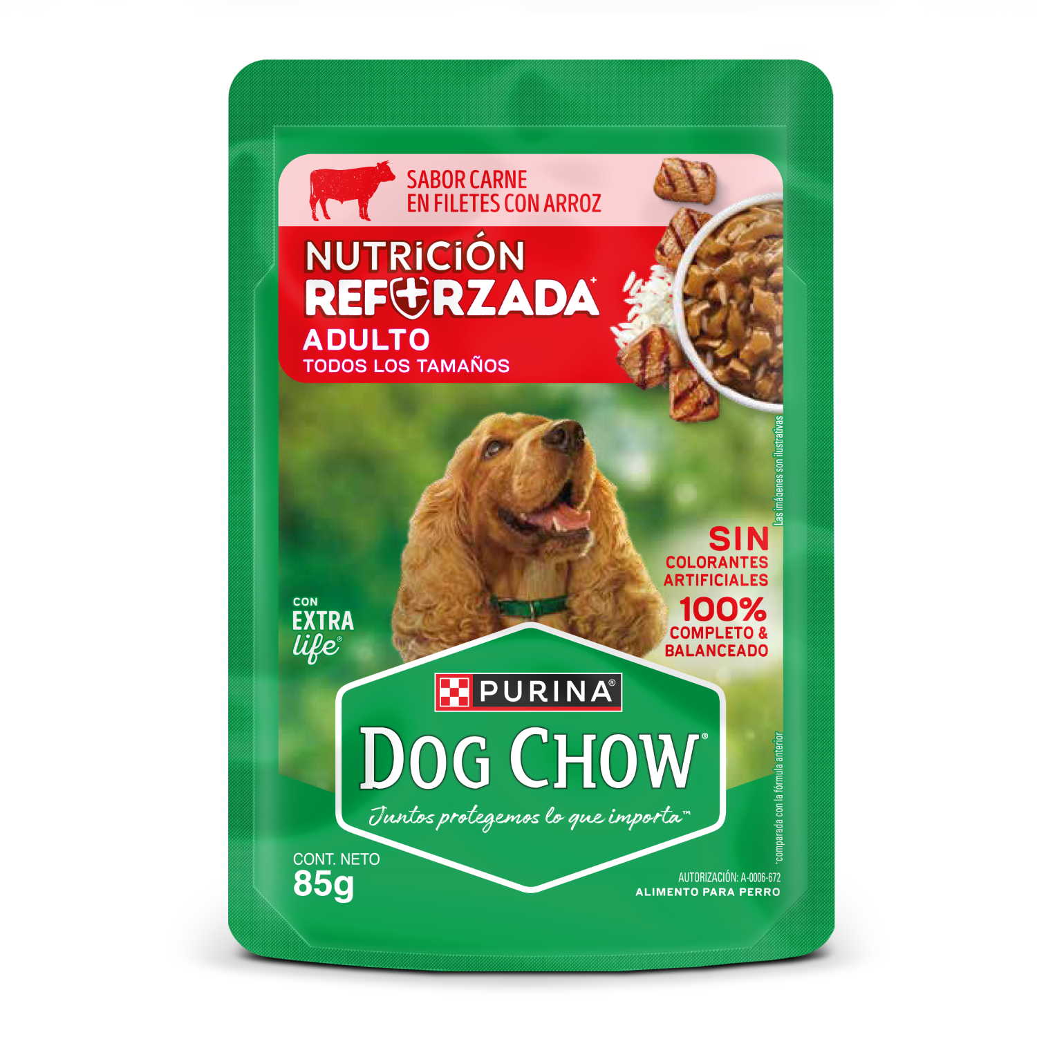Dog Chow Adultos Todos Los Tamaños Con Carne 85g