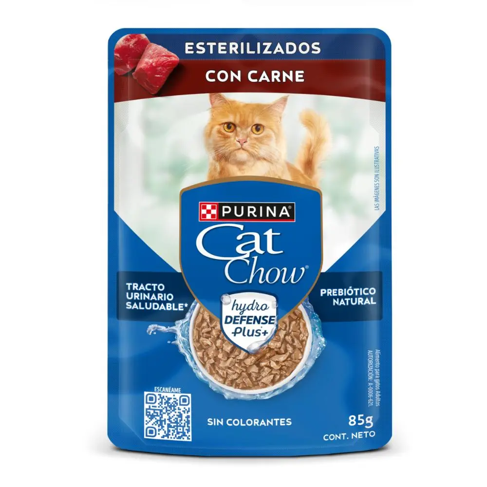 Cat Chow Defense Hydro Esterilizados Con Carne 85gr