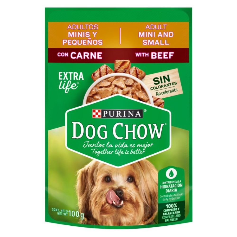 Dog Chow carne adultos minis y pequeños 100g