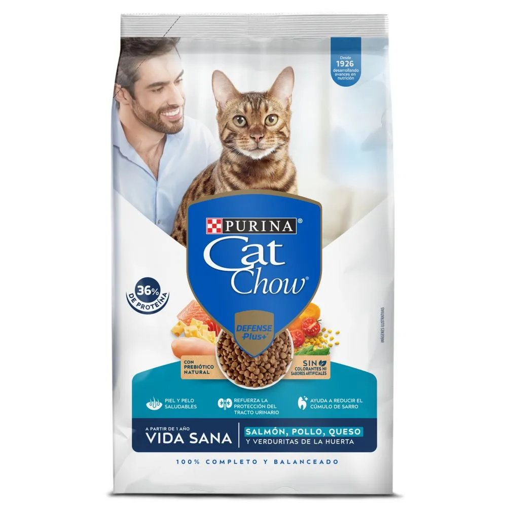 Cat Chow Defense Plus Vida Sana Salmon, Pollo y Queso
