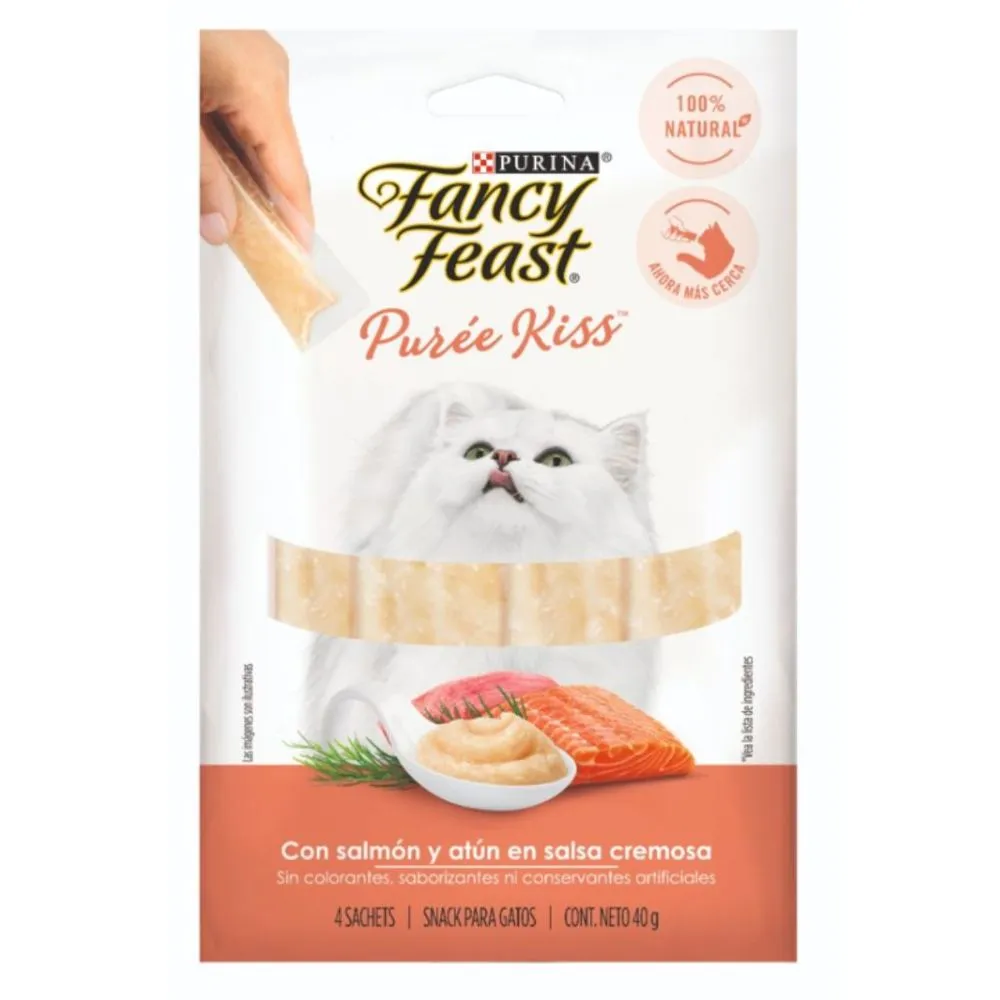 Fancy Feast Purée Kiss con atún y salmón