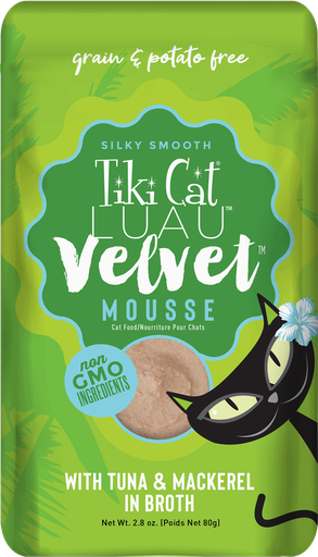 Tiki Cat LUAU Velvet Mousse Atún y Caballa en Caldo 80g