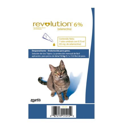 Antiparasitario Revolution Gato 6% (2,6 a 7,5 Kg)