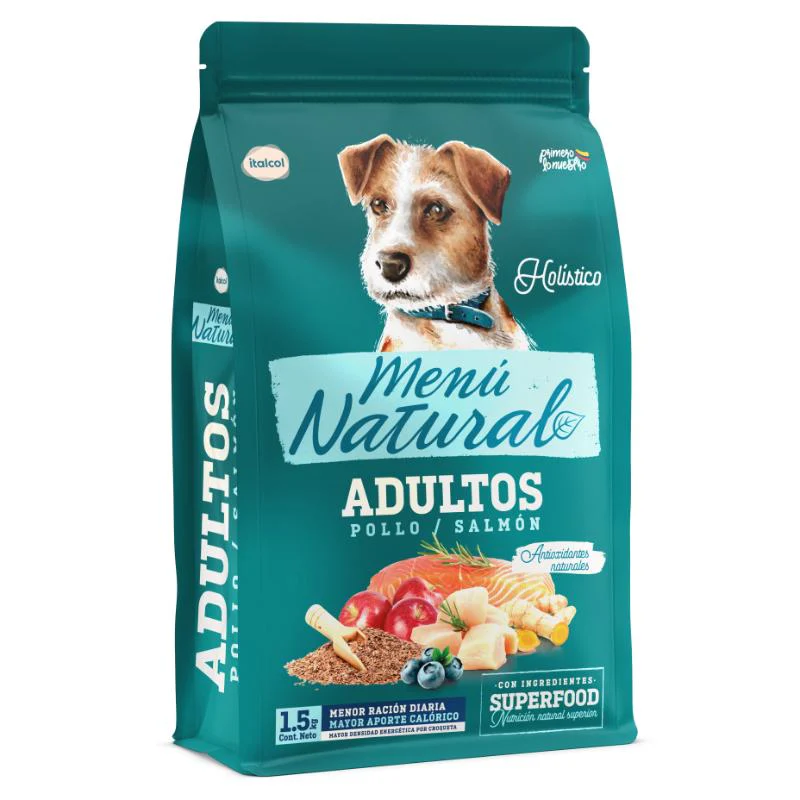 Menú Natural para Perros Adultos sabor a Pollo y Salmón 1.5 Kg