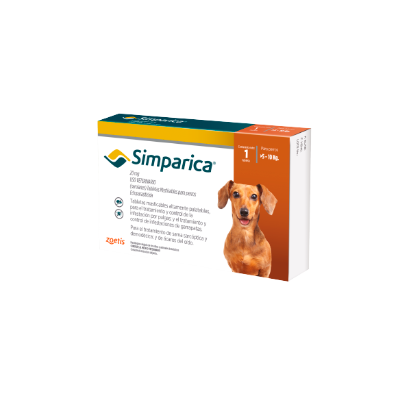 Antiparasitario Externo para perro  Simparica (5 a 10 kg) Caja 1 Tableta