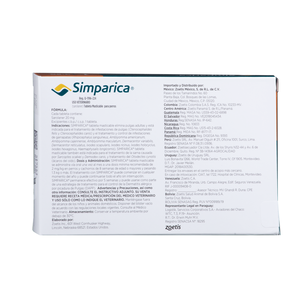 Antiparasitario Externo para perro  Simparica (5 a 10 kg) Caja 1 Tableta - Image 2
