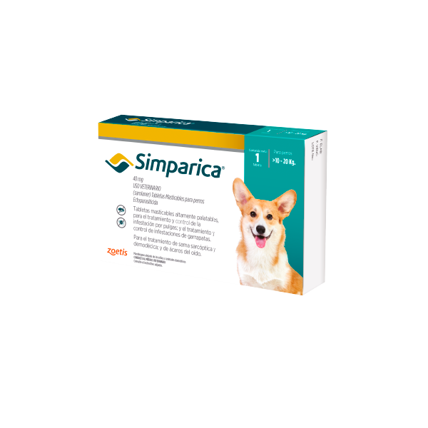 Antiparasitario Externo para perro Simparica 40 Mg Caja 1 Tableta