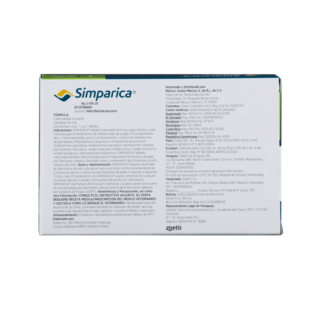 Antiparasitario Externo para perro  Simparica 80 Mg  Caja 1 Tableta - Image 2