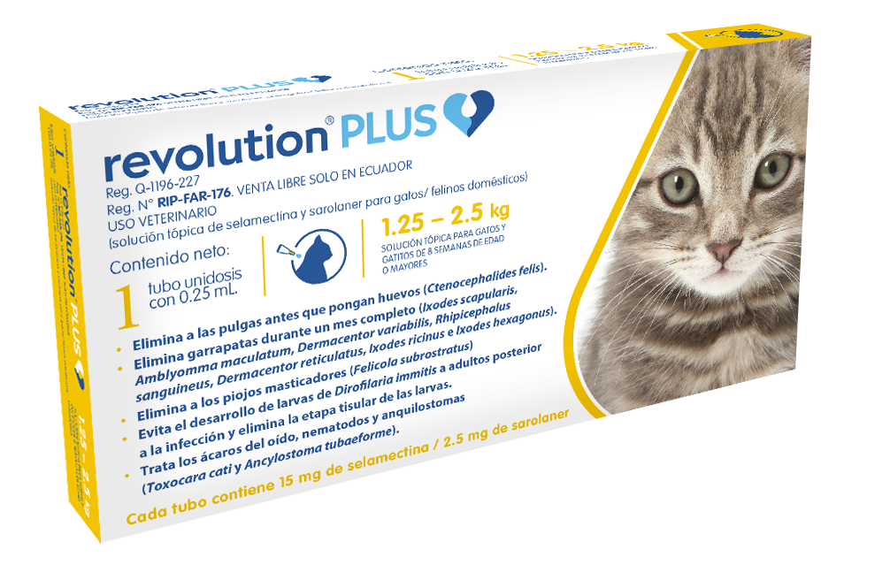 Antiparasitario Revolution Plus Gatos TBX1 (1,25 Kg a  2,5 Kg)