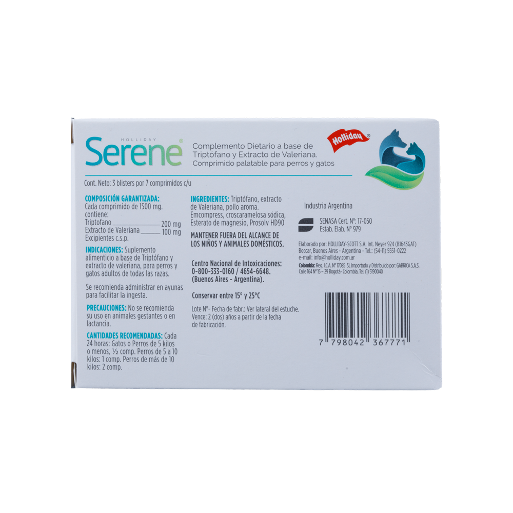 Alternative view of Serene Biomodulador para Perros y Gatos comprimidos