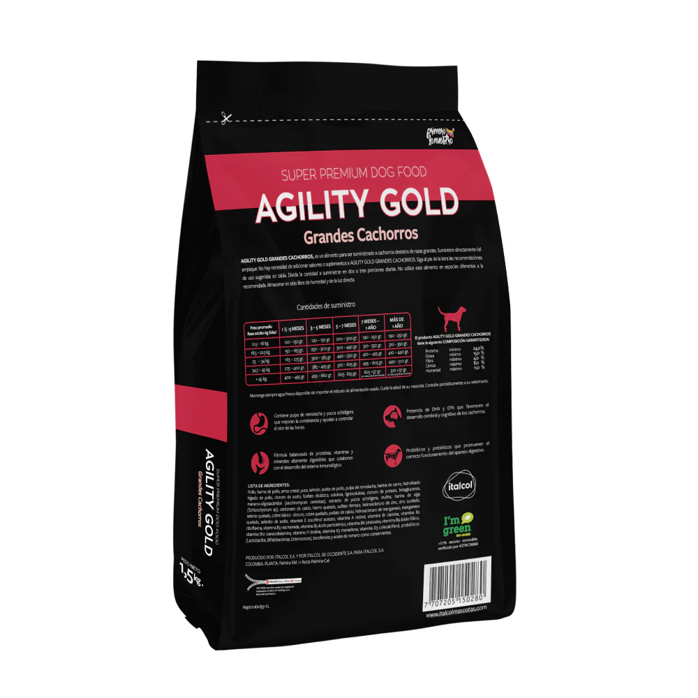Agility Gold Perros Cachorros Razas Grandes Sin Granos - Image 2