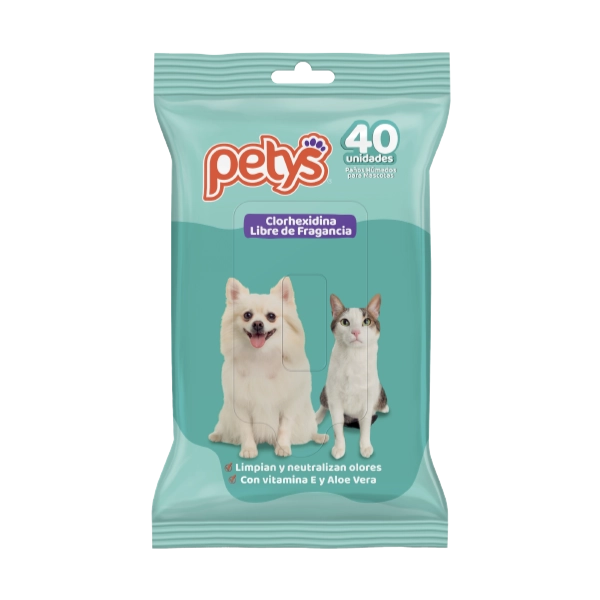 Petys Pañitos Húmedos con Clorhexidina 40 Und