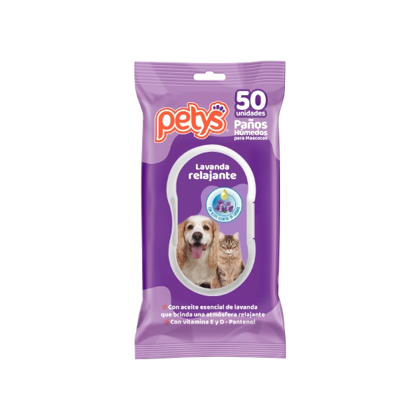 Petys Pañitos Húmedos Lavanda Relajante - 50 Und
