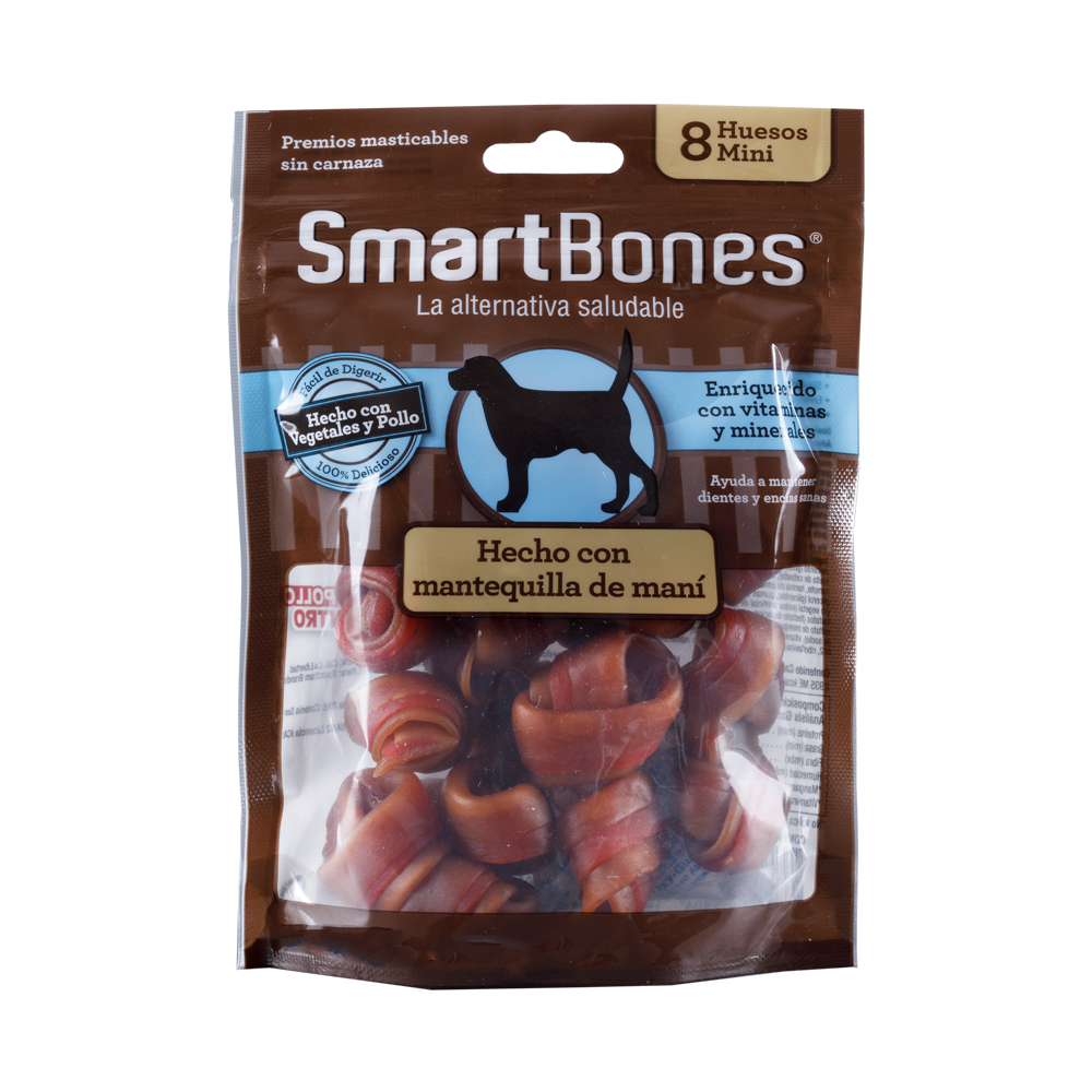 Snack para perros pequeños Smartbones Mantequilla de Mani Paquete 8 Und