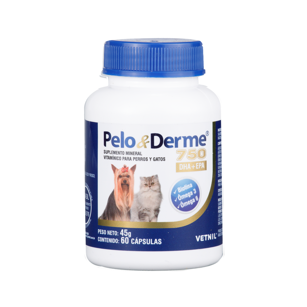 Suplemento para Perros y Gato Pelo y derme 750 60 capsulas