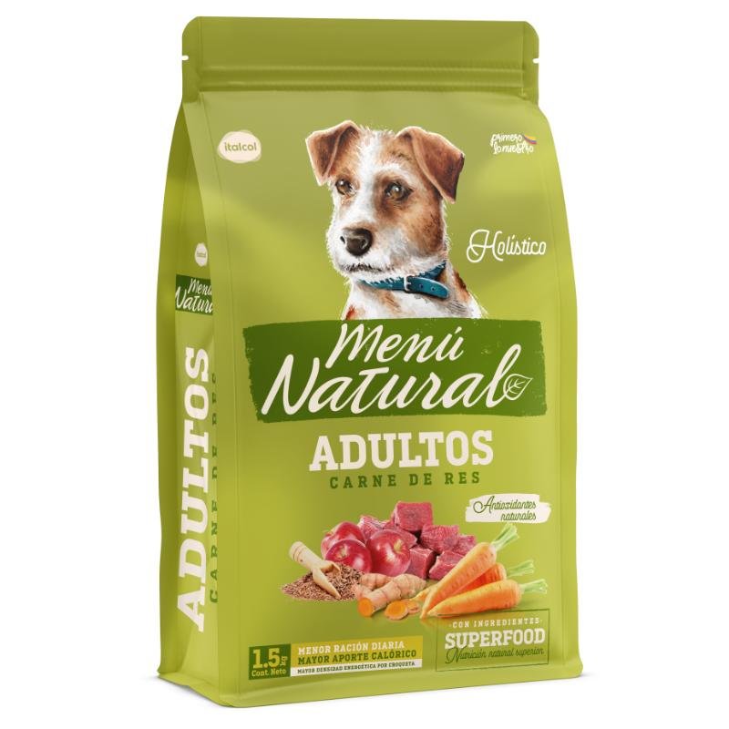 Menú Natural para Perros Adultos sabor a Carne de Res 1.5 Kg