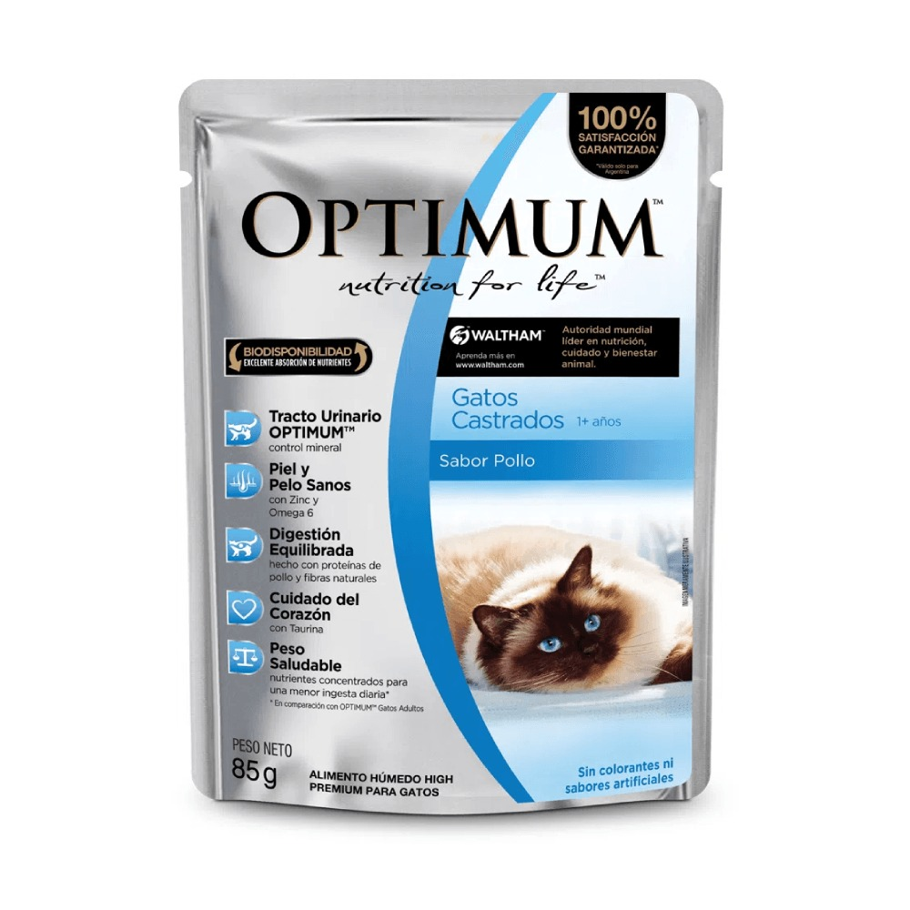 Optimum Alimento Húmedo Para Gato Adulto Castrado Pollo Sobre 85 g