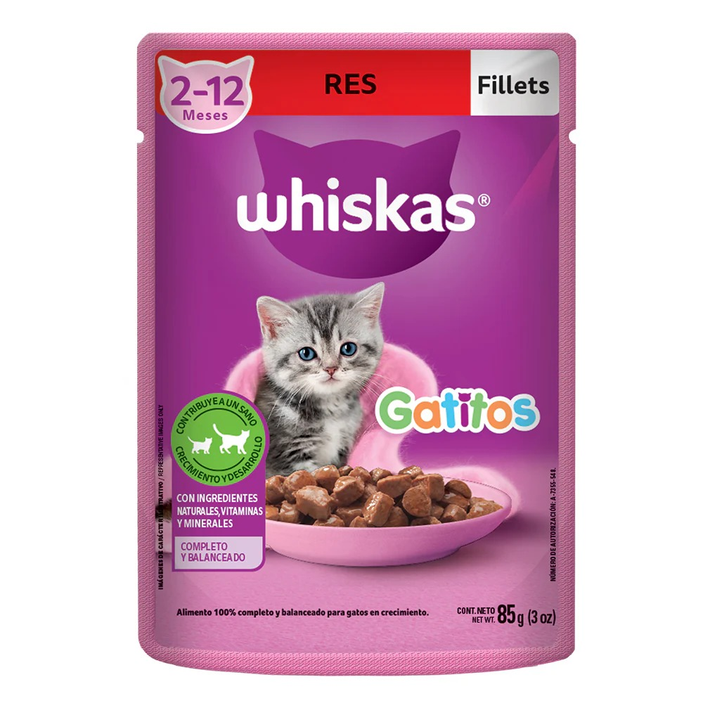 Whiskas Alimento Húmedo Para Gatito Carne Sobre 85 g