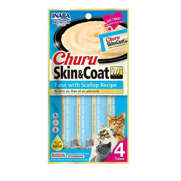 Churu Skin & Coat Atún con Vieiras Gatos x 4
