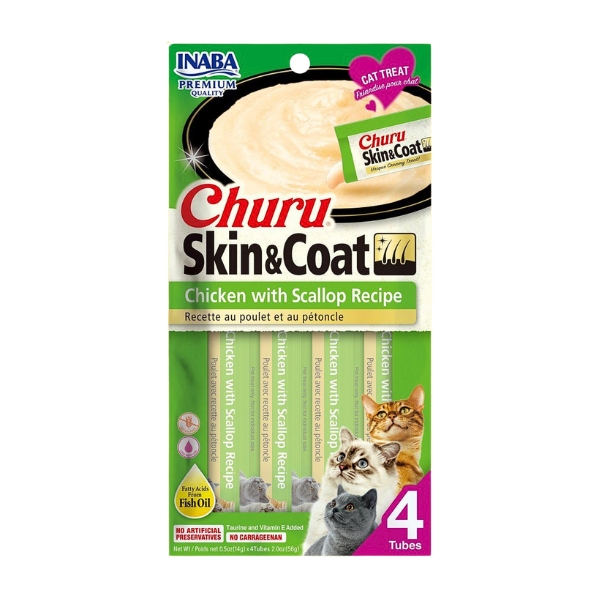 Churu Skin & Coat Gatos Pollo con Ostión x 4